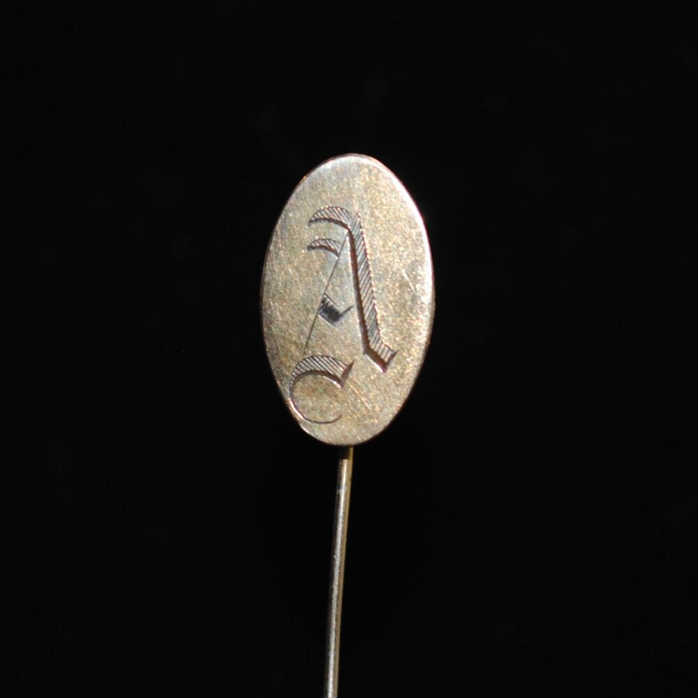 Antique Engraved "A" Initial Stick Pin